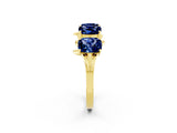 Yellow gold Four-Stone Elongated Cushion Blue Sapphire Band with Nature-Inspired Prong Setting_8