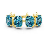 Yellow gold Four-Stone Elongated Cushion Blue Topaz Band with Nature-Inspired Prong Setting_6