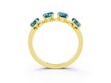 Yellow gold Four-Stone Elongated Cushion Blue Topaz Band with Nature-Inspired Prong Setting_9