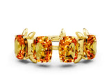 Yellow gold Four-Stone Elongated Cushion Citrine Band with Nature-Inspired Prong Setting_6