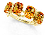 Yellow gold Four-Stone Elongated Cushion Citrine Band with Nature-Inspired Prong Setting_7