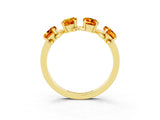 Yellow gold Four-Stone Elongated Cushion Citrine Band with Nature-Inspired Prong Setting_9