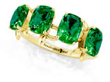 Yellow gold Four-Stone Elongated Cushion Emerald Band with Nature-Inspired Prong Setting_7