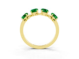 Yellow gold Four-Stone Elongated Cushion Emerald Band with Nature-Inspired Prong Setting_9