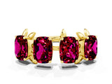 Yellow gold Four-Stone Elongated Cushion Garnet Band with Nature-Inspired Prong Setting_6