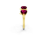 Yellow gold Four-Stone Elongated Cushion Garnet Band with Nature-Inspired Prong Setting_8