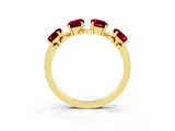 Yellow gold Four-Stone Elongated Cushion Garnet Band with Nature-Inspired Prong Setting_9