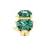 Yellow gold Four-Stone Elongated Cushion Green Sapphire Band with Nature-Inspired Prong Setting_11