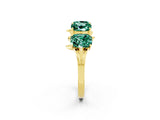Yellow gold Four-Stone Elongated Cushion Green Sapphire Band with Nature-Inspired Prong Setting_8
