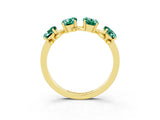 Yellow gold Four-Stone Elongated Cushion Green Sapphire Band with Nature-Inspired Prong Setting_9