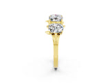 Yellow gold Four-Stone Elongated Cushion Moissanite Band with Nature-Inspired Prong Setting_8