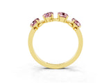 Yellow gold Four-Stone Elongated Cushion Morganite Band with Nature-Inspired Prong Setting_9