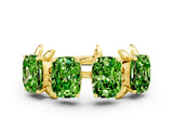 Yellow gold Four-Stone Elongated Cushion Peridot Band with Nature-Inspired Prong Setting_6