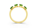 Yellow gold Four-Stone Elongated Cushion Peridot Band with Nature-Inspired Prong Setting_9