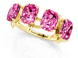 Yellow gold Four-Stone Elongated Cushion Pink Sapphire Band with Nature-Inspired Prong Setting_7