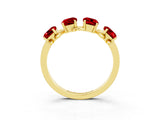 Yellow gold Four-Stone Elongated Cushion Ruby Band with Nature-Inspired Prong Setting_9