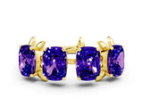 Yellow gold Four-Stone Elongated Cushion Tanzanite Band with Nature-Inspired Prong Setting_6