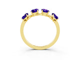 Yellow gold Four-Stone Elongated Cushion Tanzanite Band with Nature-Inspired Prong Setting_9