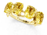 Yellow gold Four-Stone Elongated Cushion Yellow Sapphire Band with Nature-Inspired Prong Setting_7