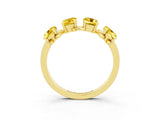 Yellow gold Four-Stone Elongated Cushion Yellow Sapphire Band with Nature-Inspired Prong Setting_9