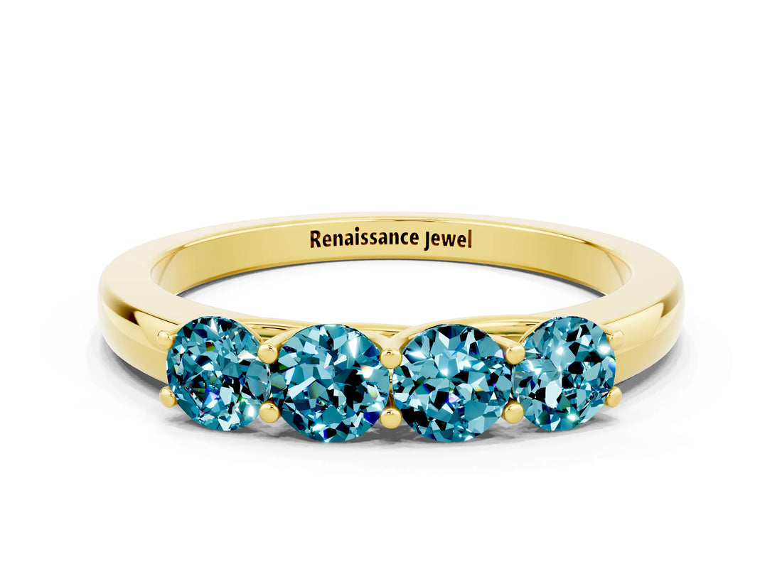 Yellow gold Four-Stone Round Blue Topaz Prong-Set Band_18