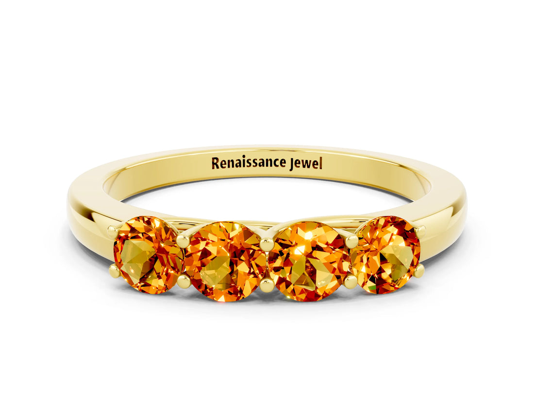 Yellow gold Four-Stone Round Citrine Prong-Set Band_18