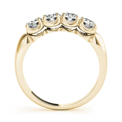 Yellow gold Four-Stone Round Cut Diamond Prong-Set White Gold Band 1