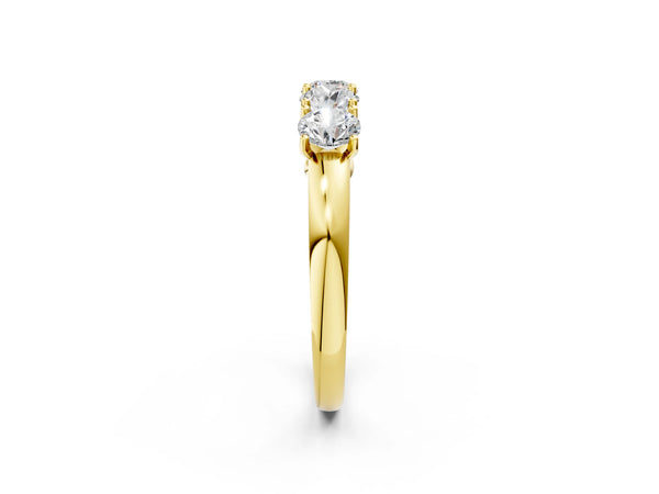 Yellow gold Four-Stone Round Cut Diamond Prong-Set White Gold Band