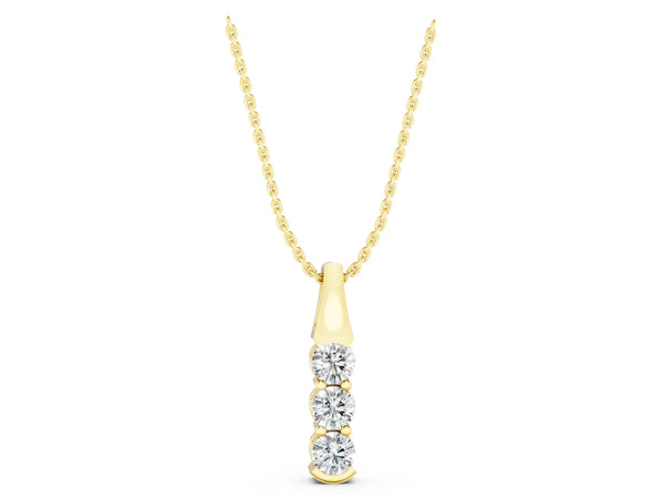 Yellow gold Four-Stone Round Diamond Channel-Set Pendant