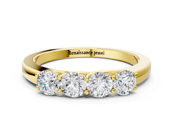 Yellow gold Four-Stone Round Diamond Prong-Set Band
