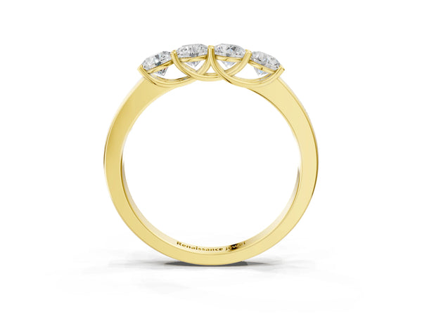 Yellow gold Four-Stone Round Diamond Prong-Set Band