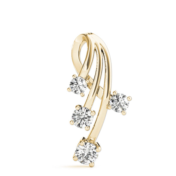 Yellow gold Four-Stone Round Diamond Prong-Set Pendant 1