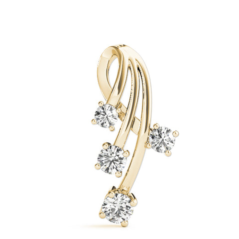 Yellow gold Four-Stone Round Diamond Prong-Set Pendant 1