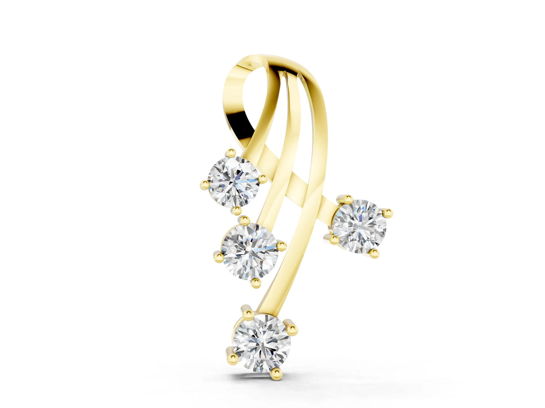 Yellow gold Four-Stone Round Diamond Prong-Set Pendant_14