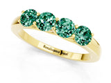 Yellow gold Four-Stone Round Green Sapphire Prong-Set Band_19