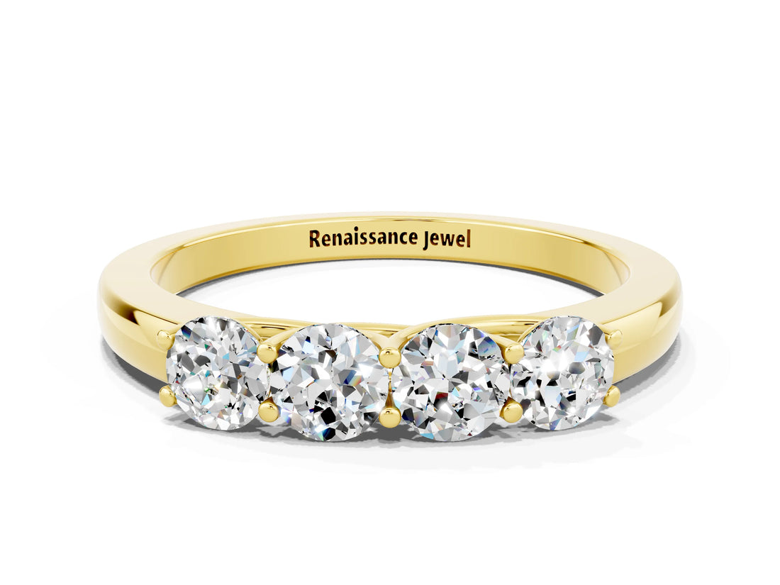 Yellow gold Four-Stone Round Moissanite Prong-Set Band_18