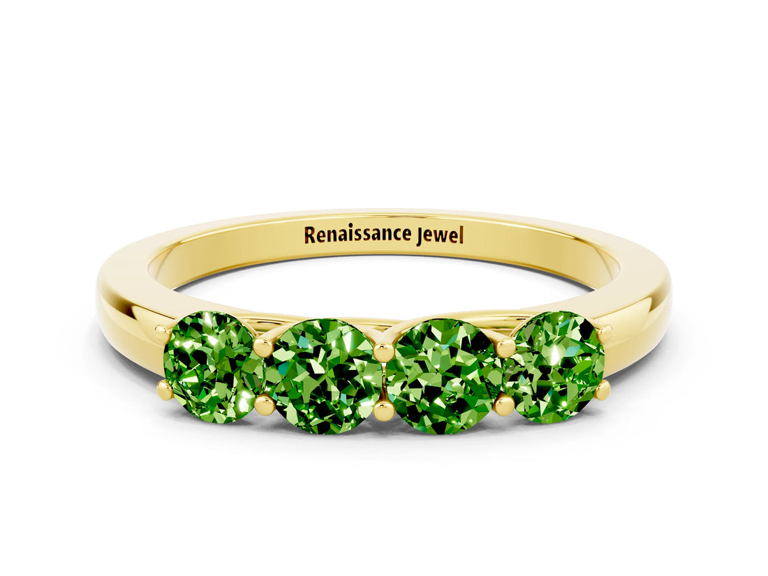 Yellow gold Four-Stone Round Peridot Prong-Set Band_18