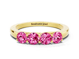 Yellow gold Four-Stone Round Pink Sapphire Prong-Set Band_18