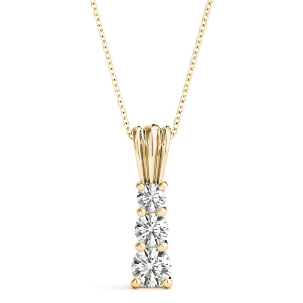 Yellow gold Four-Stone Round Prong-Set Diamond Pendant