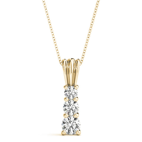 Yellow gold Four-Stone Round Prong-Set Diamond Pendant