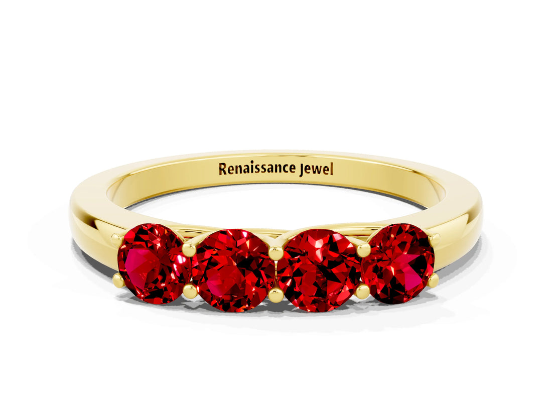 Yellow gold Four-Stone Round Ruby Prong-Set Band_18