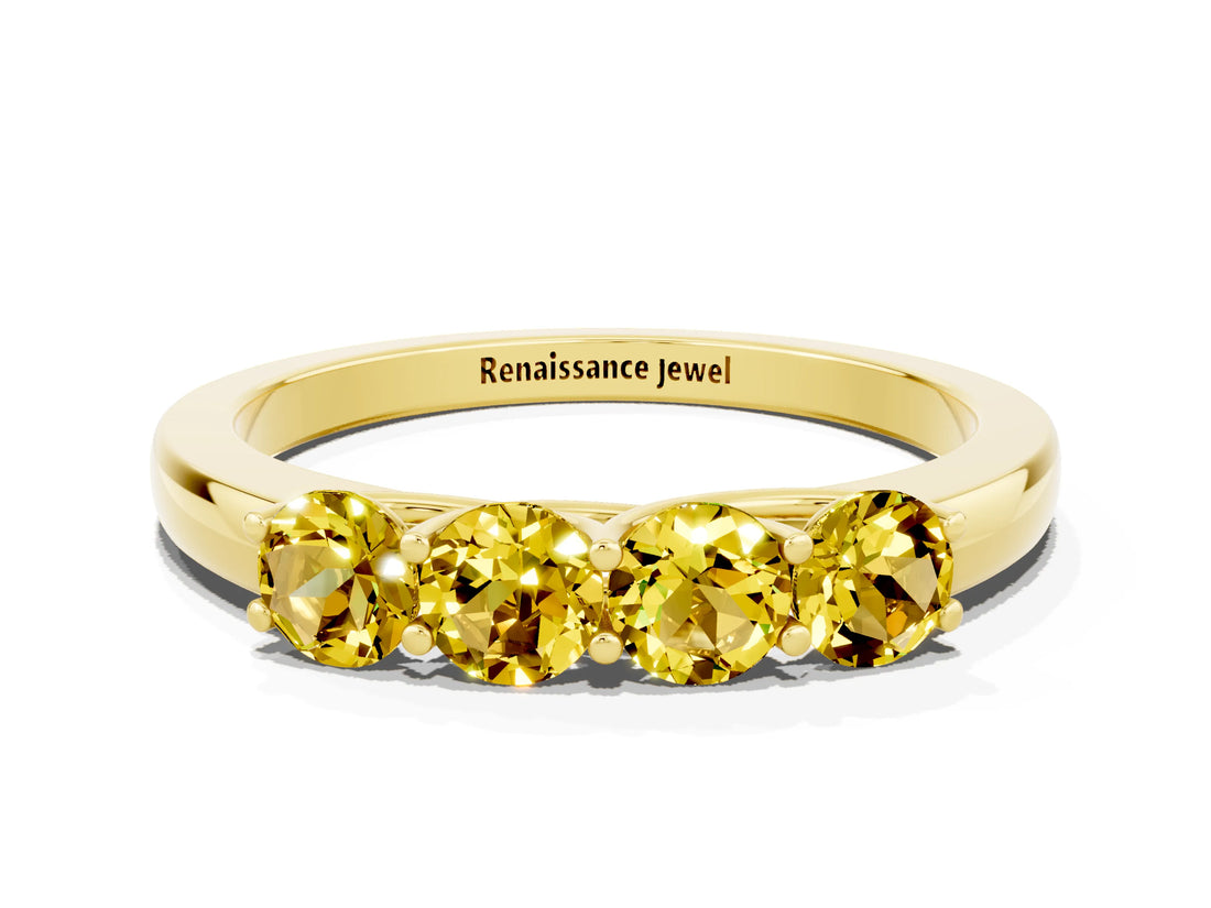 Yellow gold Four-Stone Round Yellow Sapphire Prong-Set Band_18