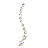 Yellow gold Graduated Round Diamond Curved Bar Pendant with Prong Setting 1