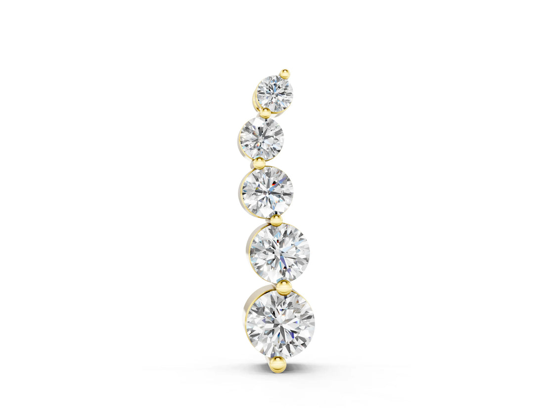 Yellow gold Graduated Round Diamond Prong Set Pendant_6