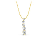 Yellow gold Graduated Round Diamond Prong Set Pendant_7