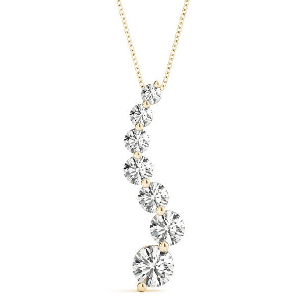 Yellow gold Graduated Round Prong-Set Diamond Pendant