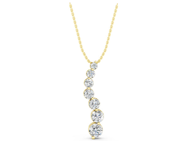 Yellow gold Graduated Round Prong-Set Diamond Pendant