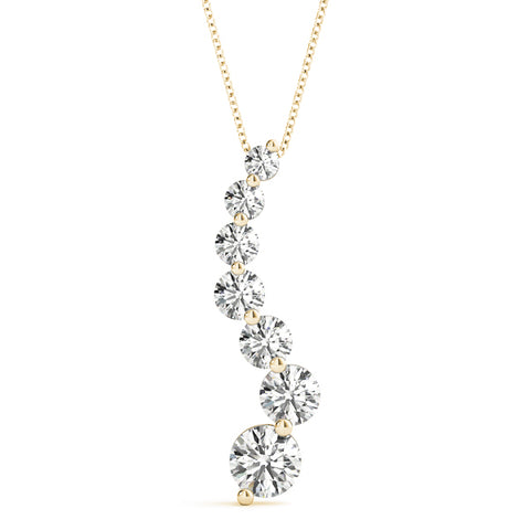 Yellow gold Graduated Round Prong-Set Diamond Pendant