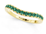 Yellow gold Green Sapphire Pavé Curved Wedding Band_7