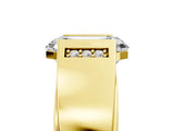 Yellow gold Half-Bezel Emerald Cut Diamond Mens Ring with Channel-Set Round Shoulders_23